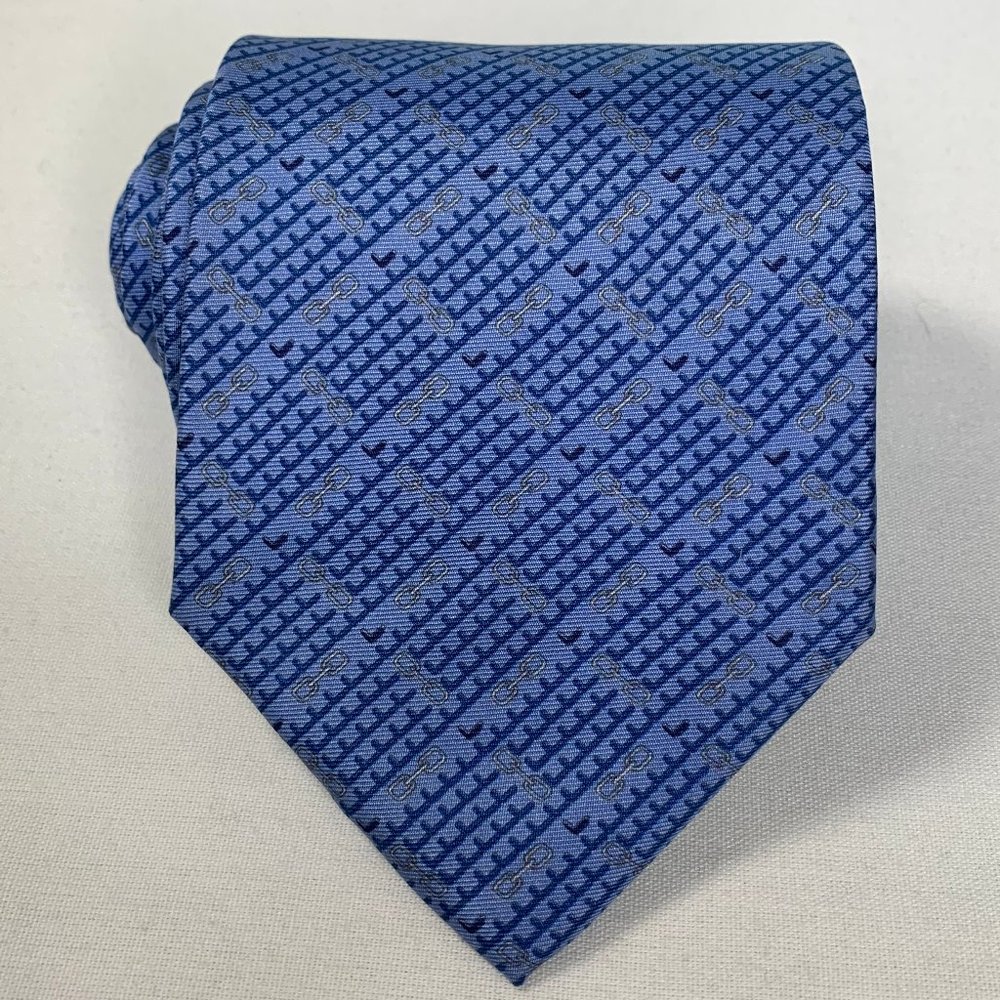 Lancel Paris Horsebit Geometric Silk Neck Tie